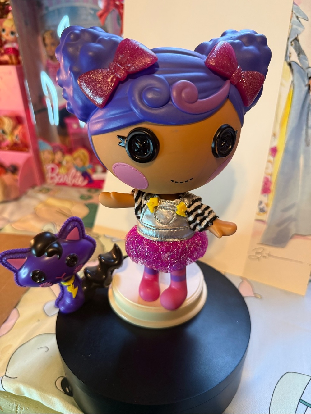 Purple-Haired Kids Fashion Doll with Pink Outfit and Purple Pet